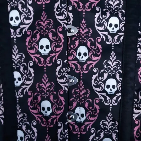 🆕️ 31&quot;-34&quot; Lavish XL underbust corset black pink white satin skulls corset busk