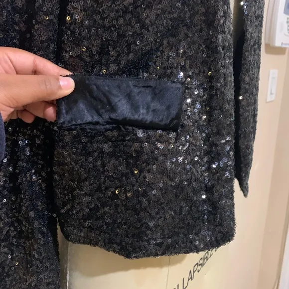 0516 Juicy Couture black sequin open jacket S