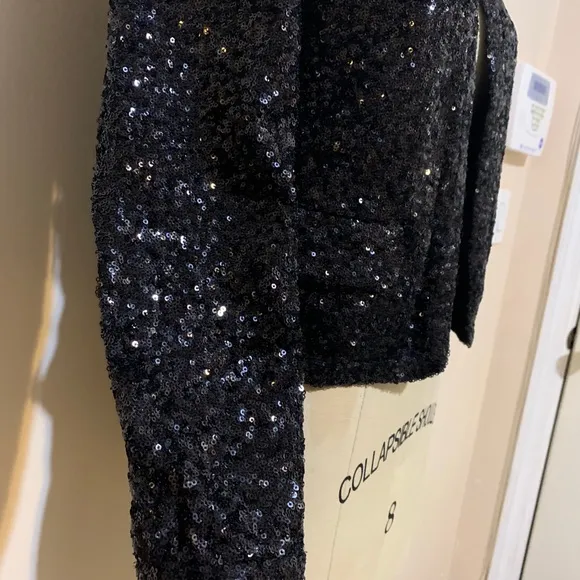 0516 Juicy Couture black sequin open jacket S