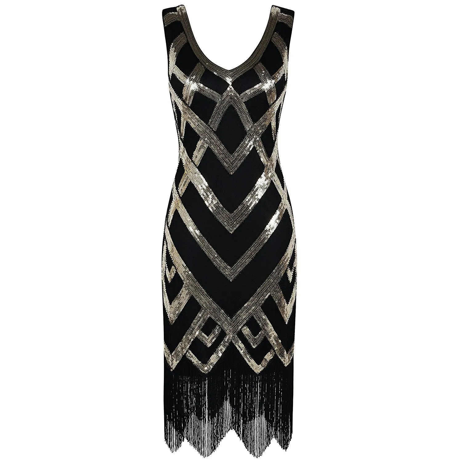 1920s Fashion Women Gold Flapper Dresses Great Gatsby Fancy Dress|JaosWish