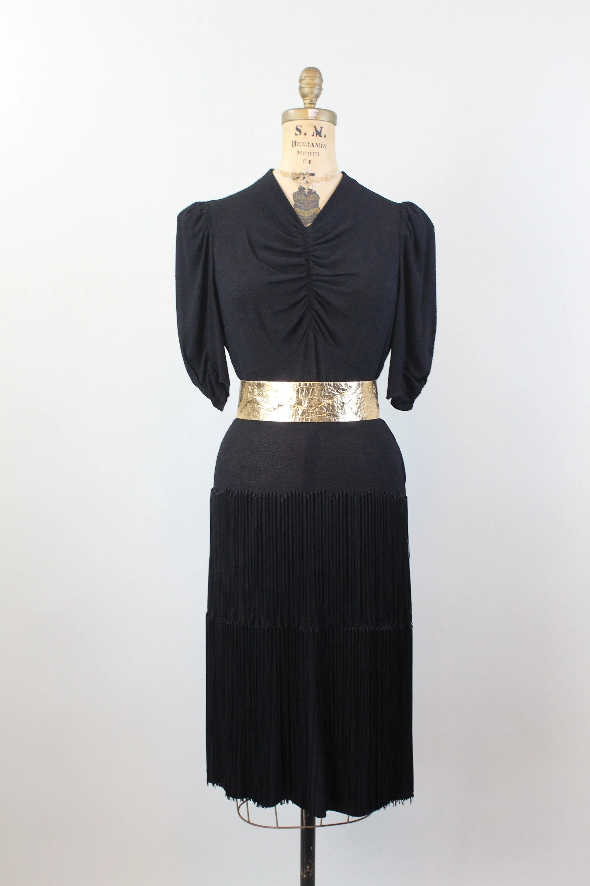1940s FRINGE rayon crepe dress small  |  new spring