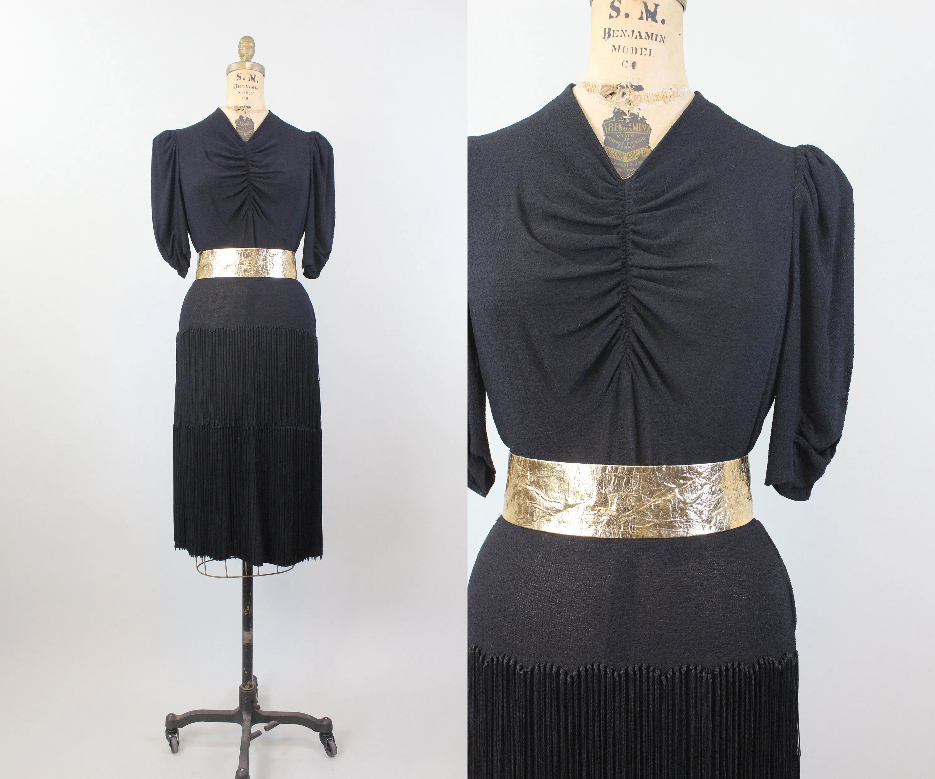 1940s FRINGE rayon crepe dress small  |  new spring