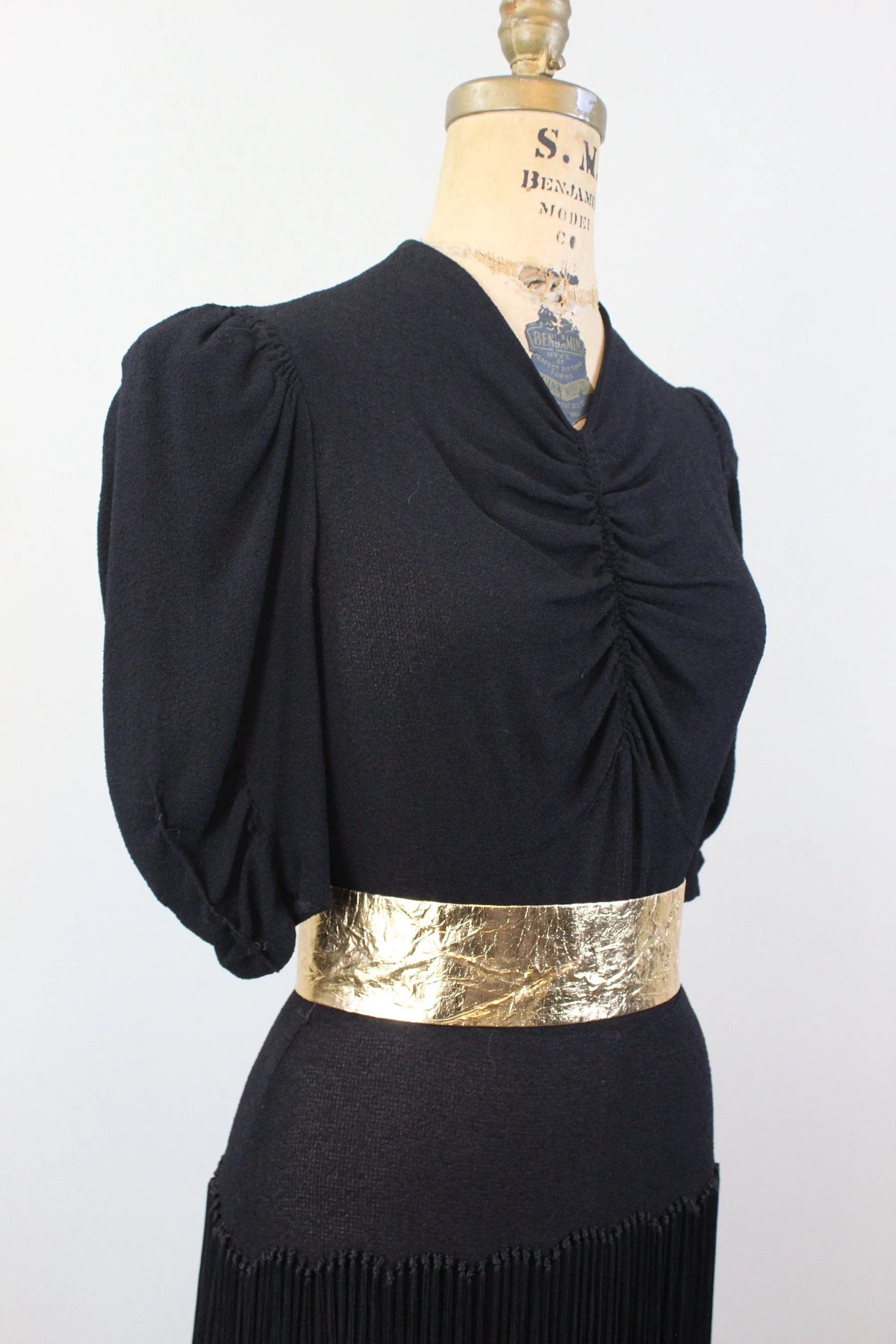 1940s FRINGE rayon crepe dress small  |  new spring