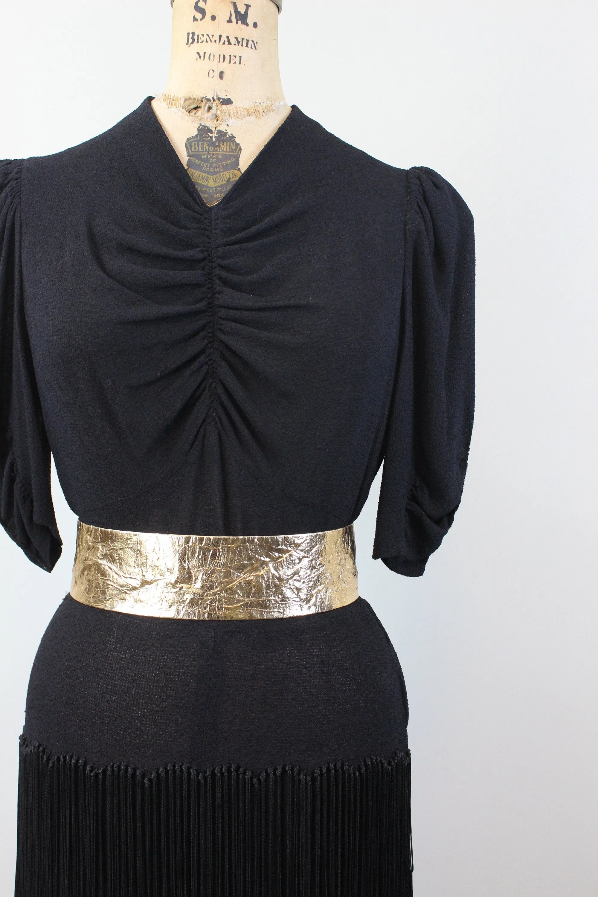1940s FRINGE rayon crepe dress small  |  new spring