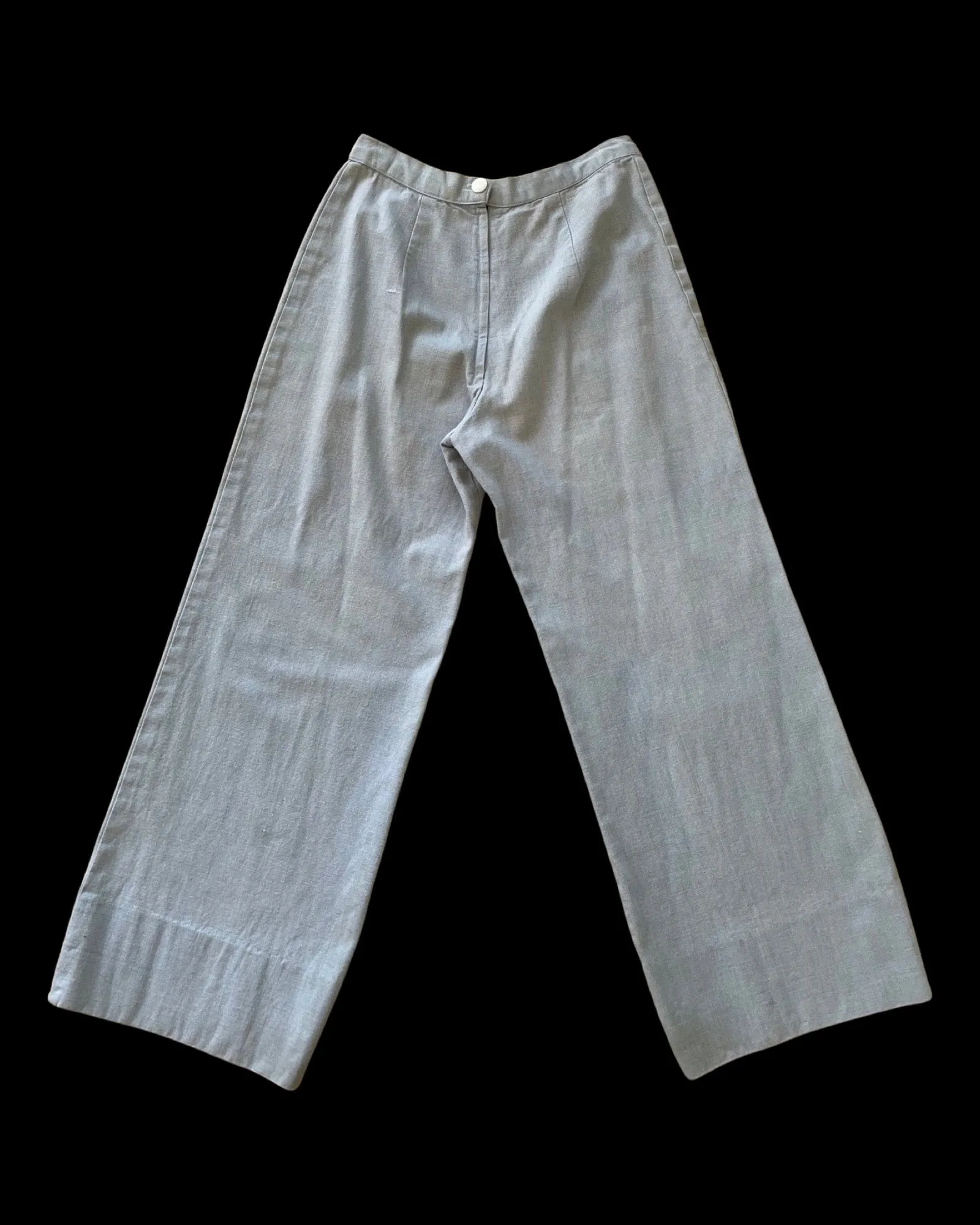 1960s Does 1940s Chambray Denim Wide Leg Pants