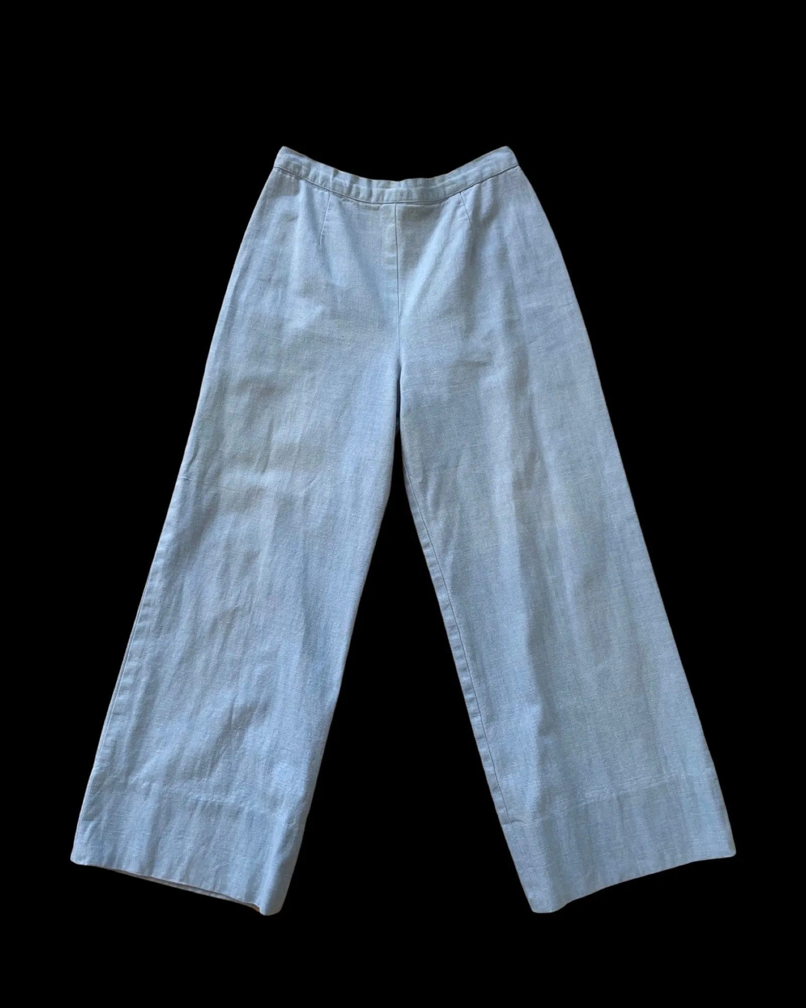 1960s Does 1940s Chambray Denim Wide Leg Pants