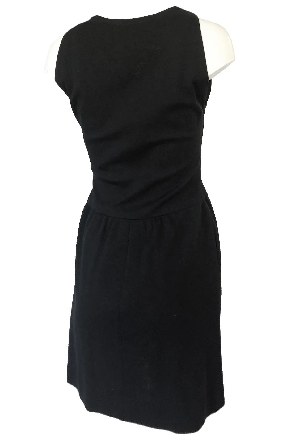 1960s James Galanos Scalloped Front Dress w Rhinestone Buttons