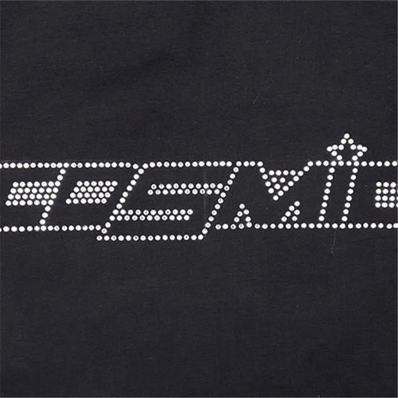 (30 Pieces) Women Fashion Rhinestone Letter Short Sleeve Crop Top