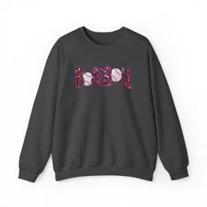 3Blues Designs |   Baseball Faux Chenille Sequin Patches Sweatshirt