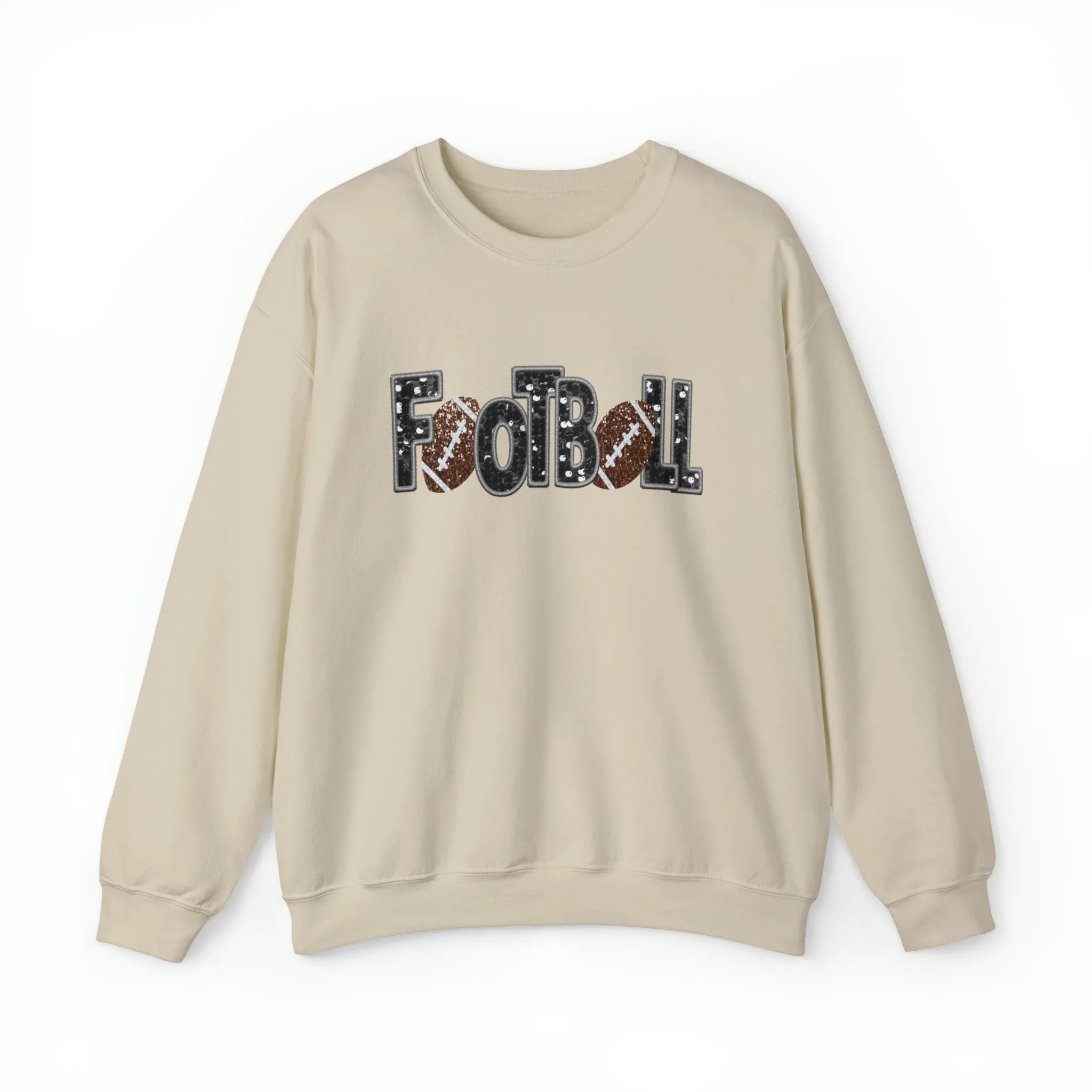 3Blues Designs |   Hazel Blues® |  Football Faux Chenille Sequin Patches Sweatshirt