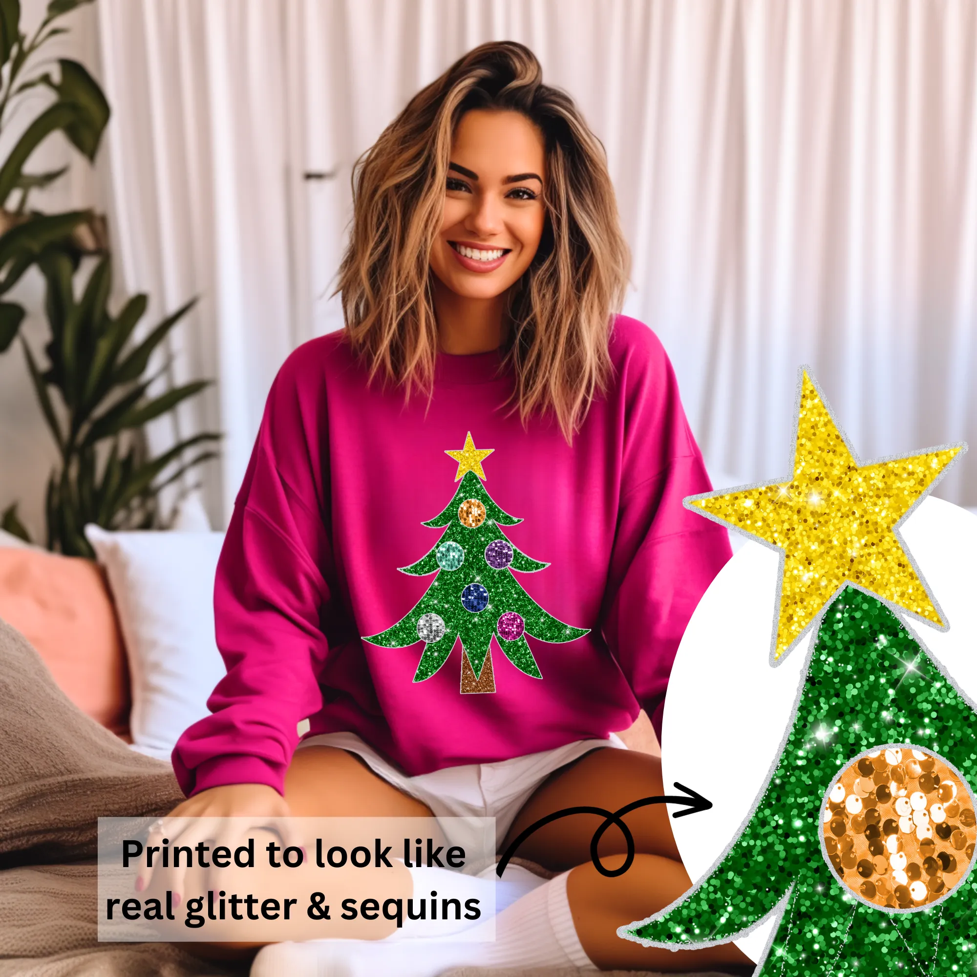 3Blues Designs |   Hazel Blues® |  Glitter Christmas Tree Sweatshirt