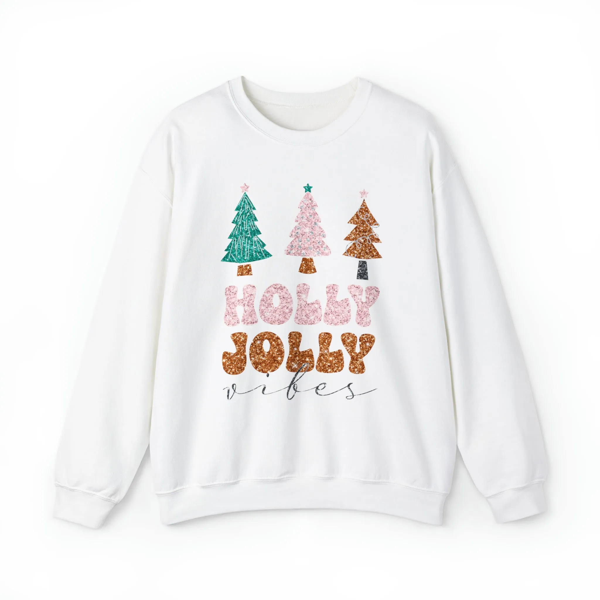 3Blues Designs |   Hazel Blues® |  Holly Jolly Faux Glitter Chenille Crewneck Sweatshirt
