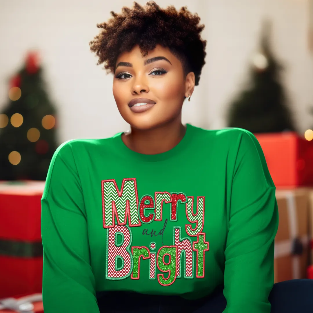 3Blues Designs |   Hazel Blues® |  Merry & Bright Faux Chenille Crewneck Sweatshirt