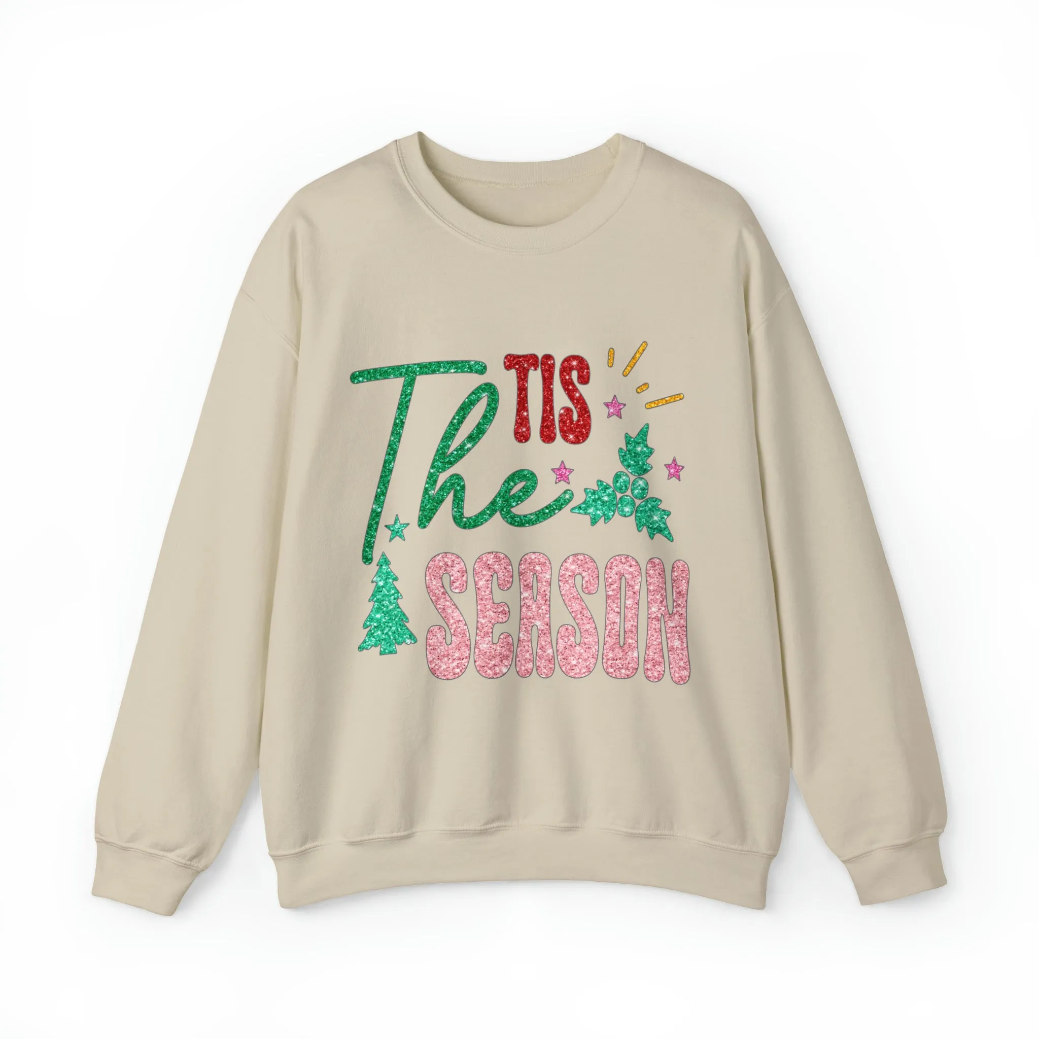 3Blues Designs |   Hazel Blues® |  Tis the Season Faux Glitter Chenille Crewneck Sweatshirt