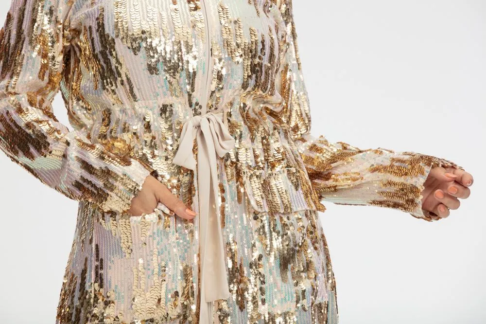 Aatifa Sequin Occasion Modest Top | Gold