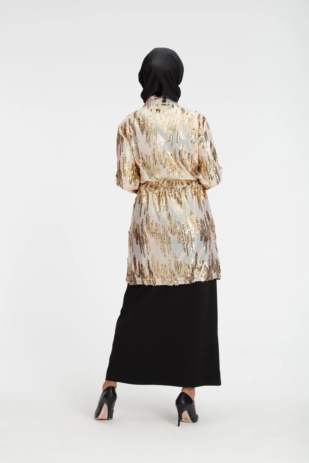 Aatifa Sequin Occasion Modest Top | Gold