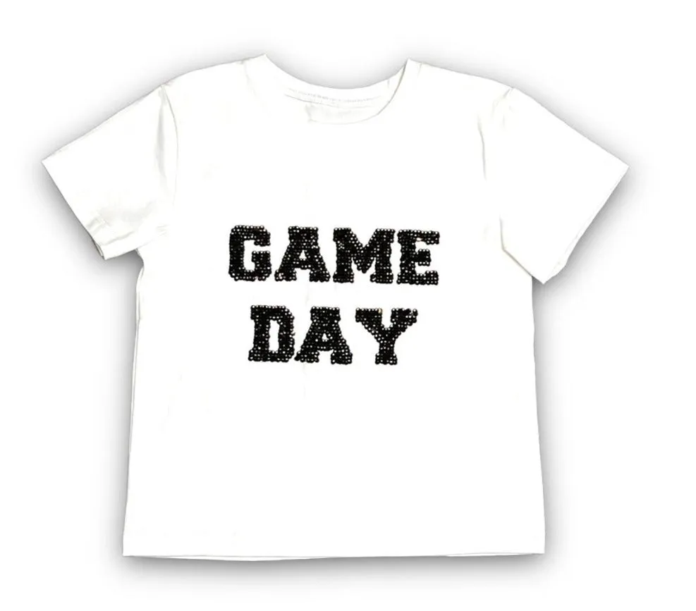 Adult Black   Gold Flip Sequin Game Day Tee