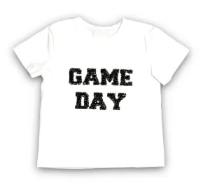 Adult Black   Gold Flip Sequin Game Day Tee