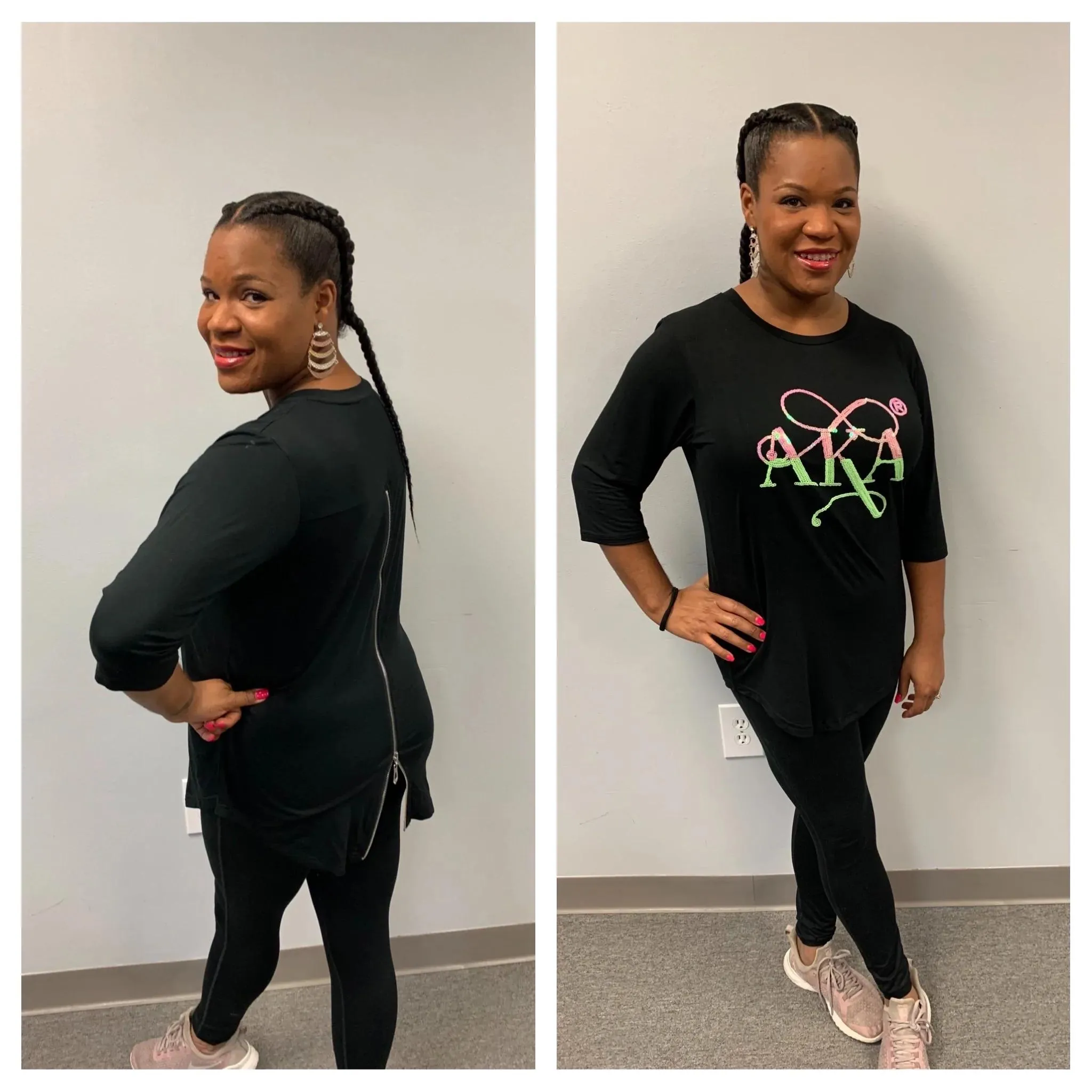 AKA | Sequin Zip Back Shirt