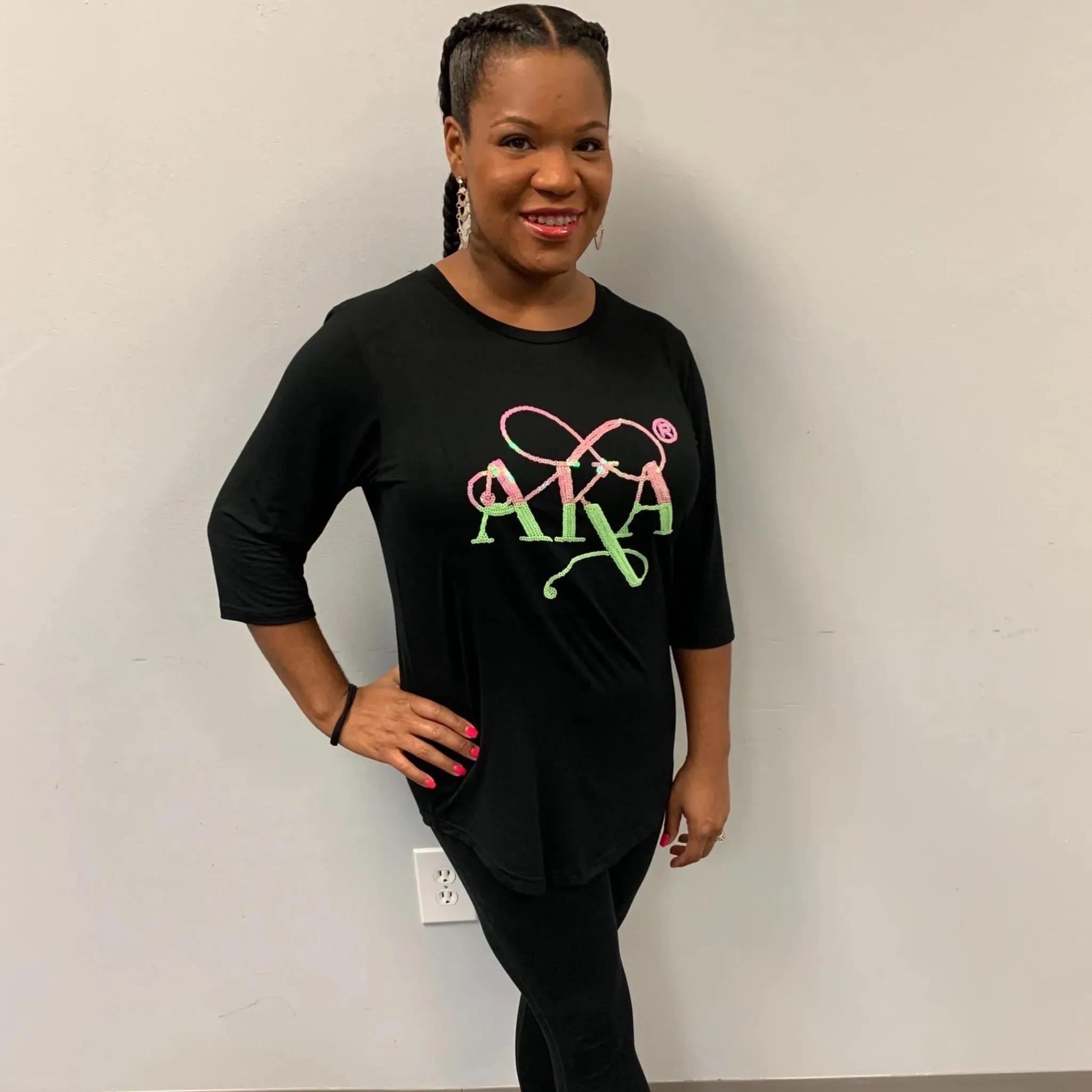 AKA | Sequin Zip Back Shirt