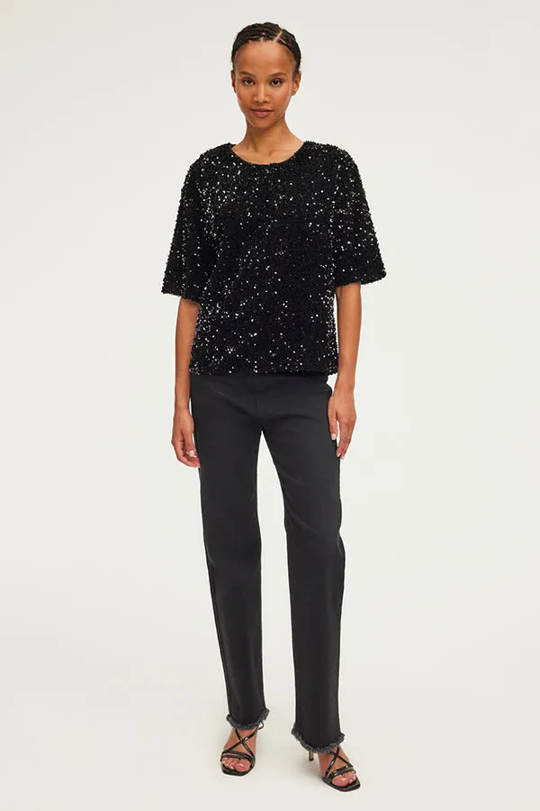 ALESSIA BLACK SILVER SEQUIN TOP