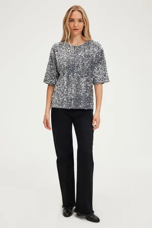 ALESSIA GREY SILVER SEQUIN TOP