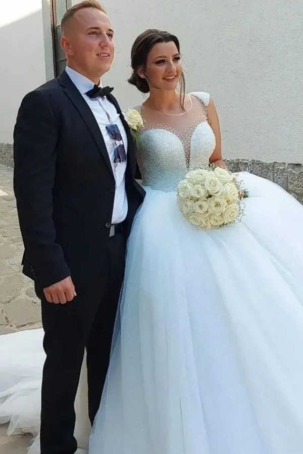 Amazing Princess Long Long Sequined Sleeveless Wedding Dresses Online