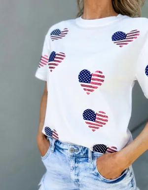 American Sweetheart Sequin Flag Tee