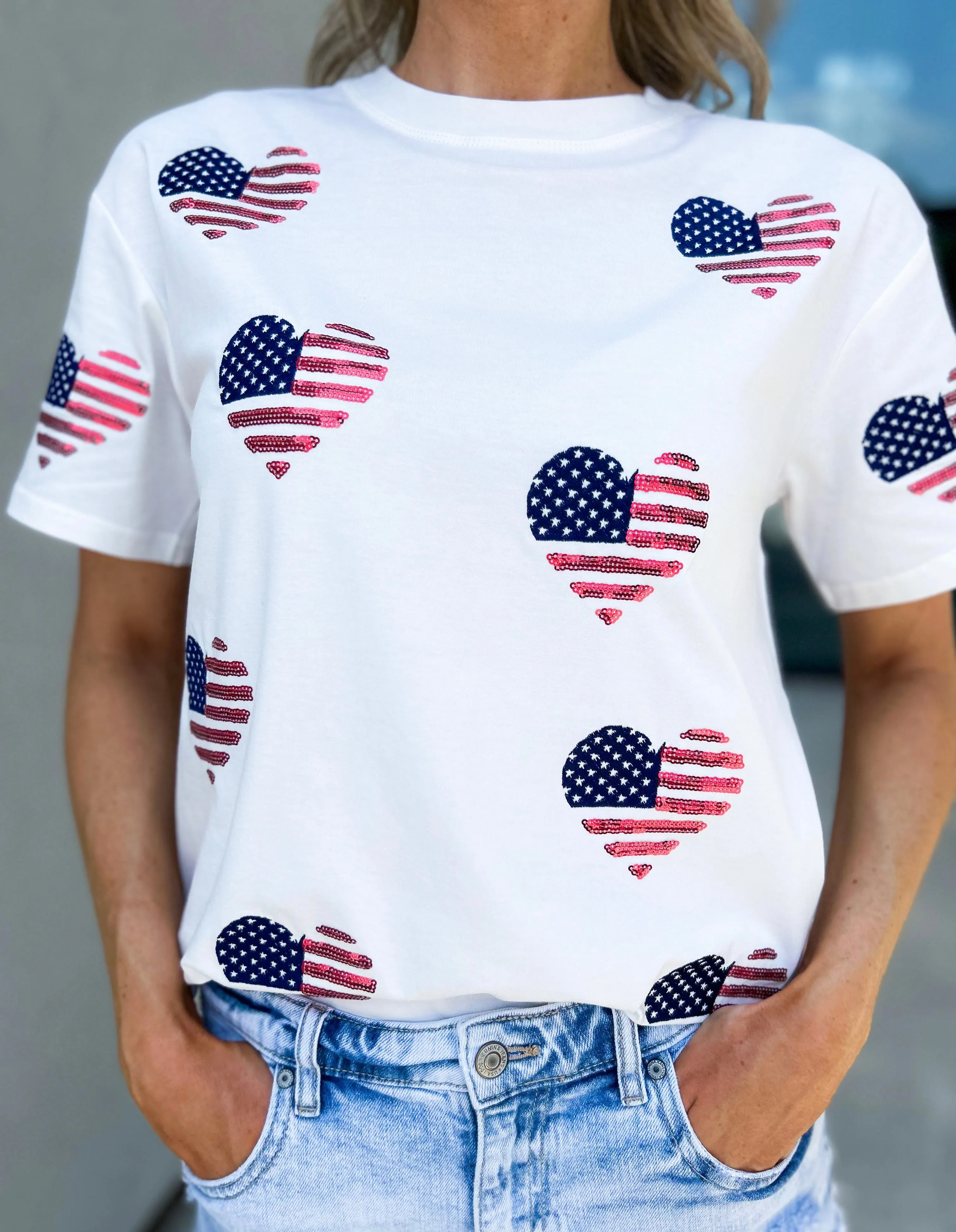American Sweetheart Sequin Flag Tee