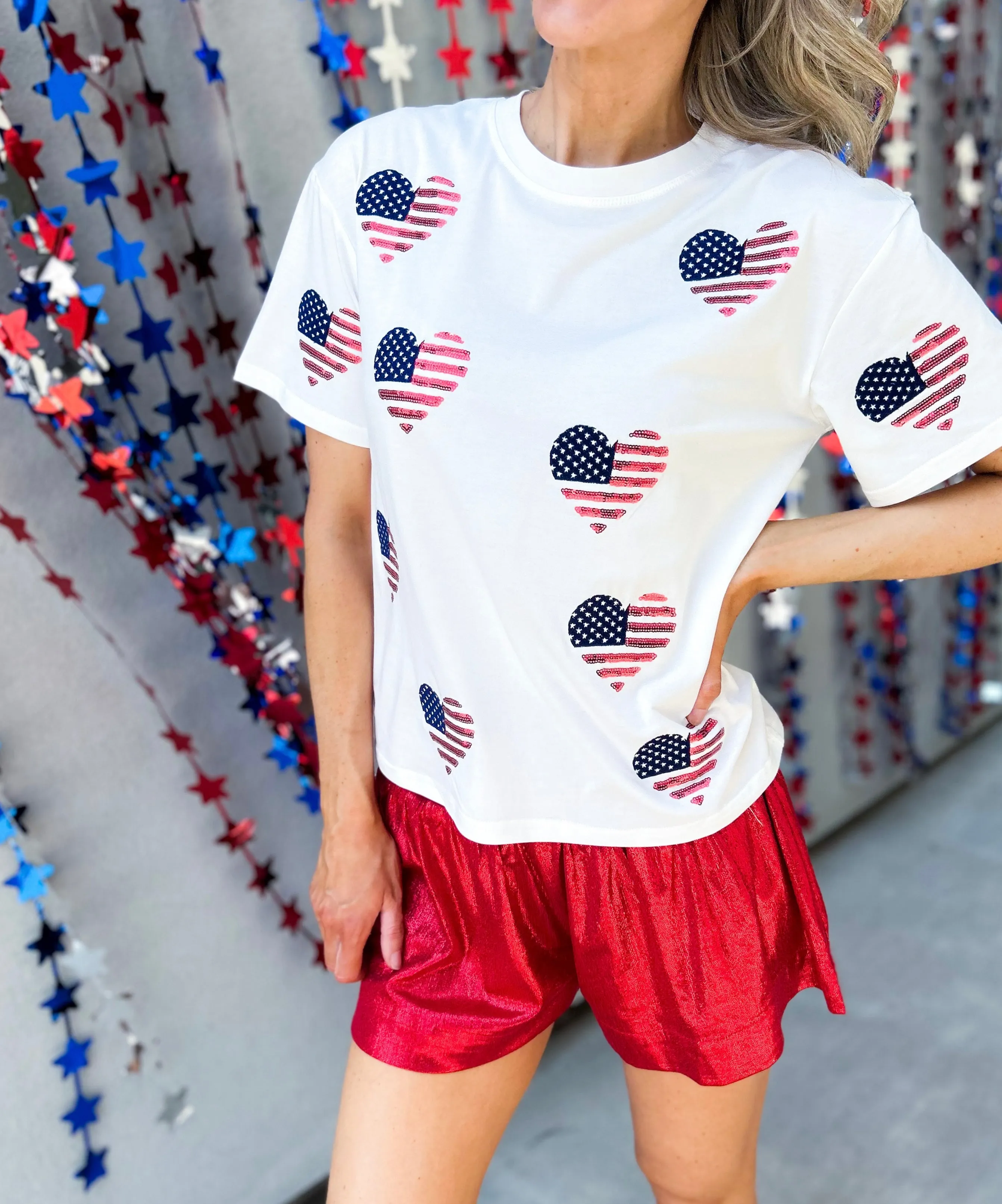 American Sweetheart Sequin Flag Tee