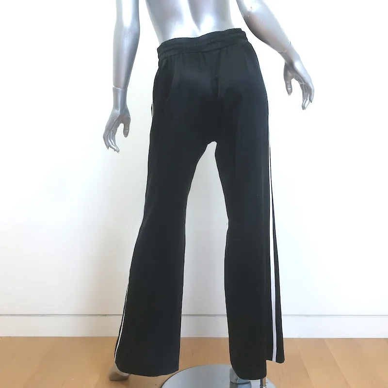 Amiri Leather-Stripe Track Pants Black Silk Satin Size 44