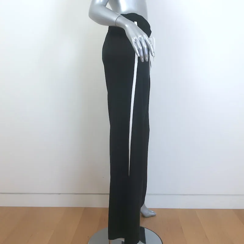 Amiri Leather-Stripe Track Pants Black Silk Satin Size 44