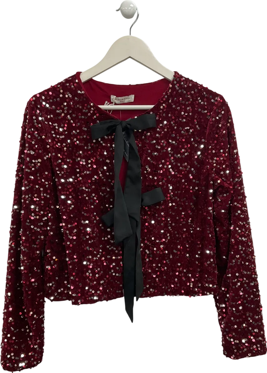 Amy & Clo en Vongue Red Sequin Tie Front Top UK S