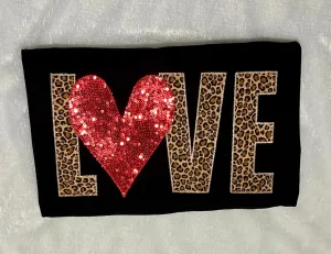 Appliqué Leopard Love Sequin Heart Tee