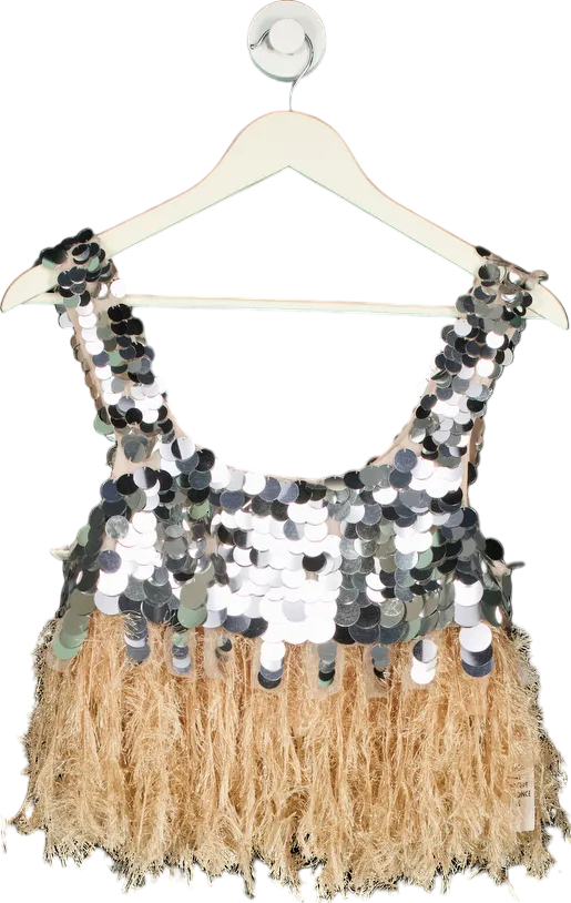 ASOS Edition Gold Sequin Fringe Top UK 8