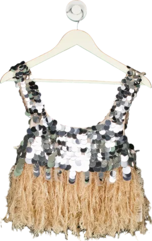 ASOS Edition Gold Sequin Fringe Top UK 8