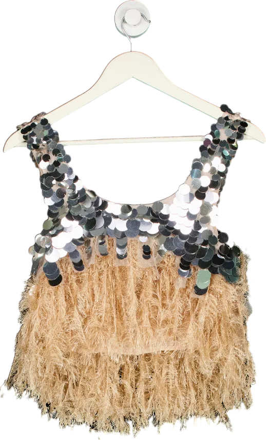 ASOS Edition Gold Sequin Fringe Top UK 8