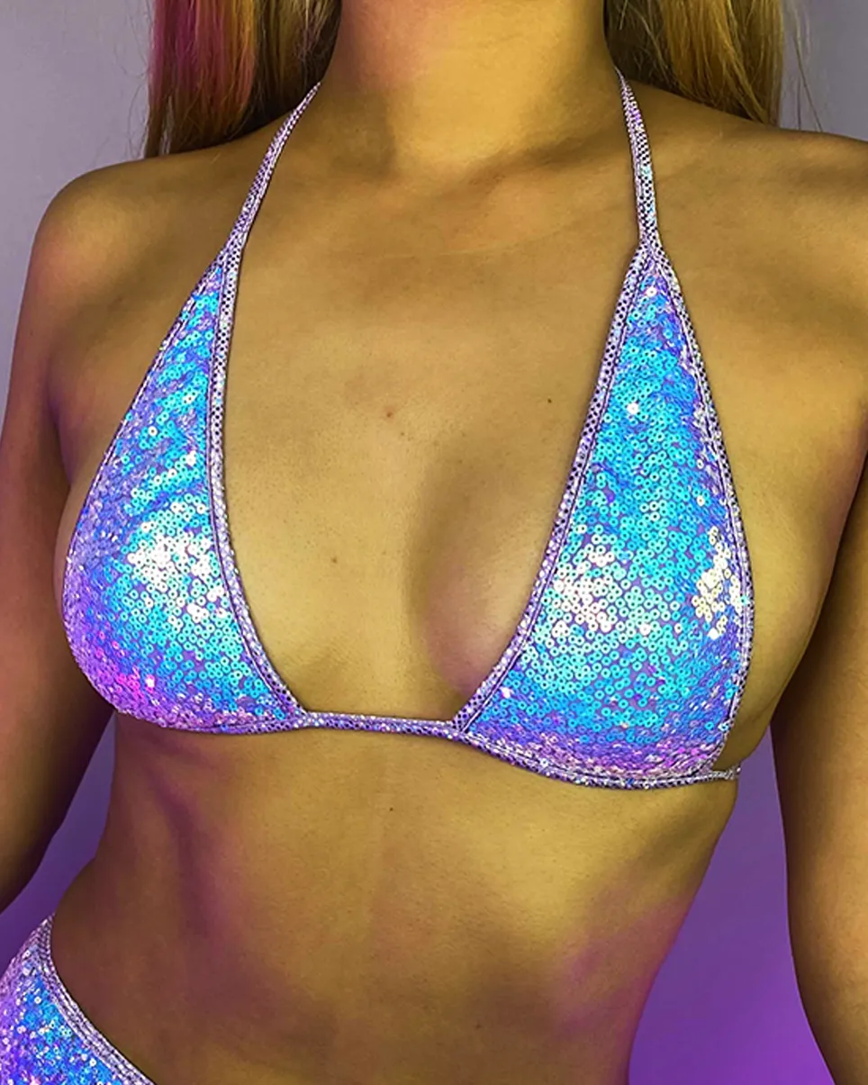 Astro Candy Sequin Bikini Top