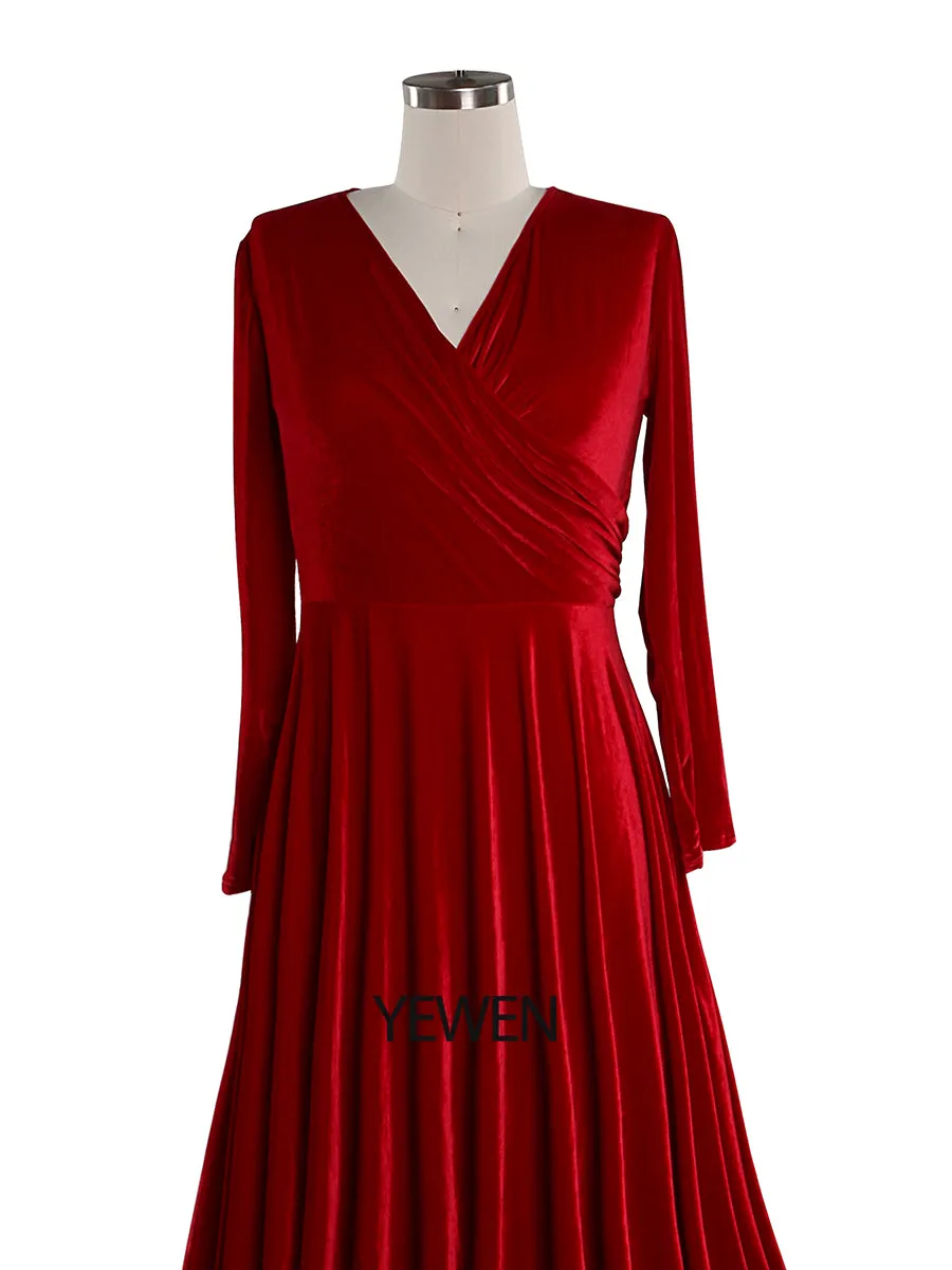 Autumn Woman Plus Size Boho Velvet Gown Long Sleeves Magical Dress for Special Moments Maternity Photo Shoots Gowns YW220918
