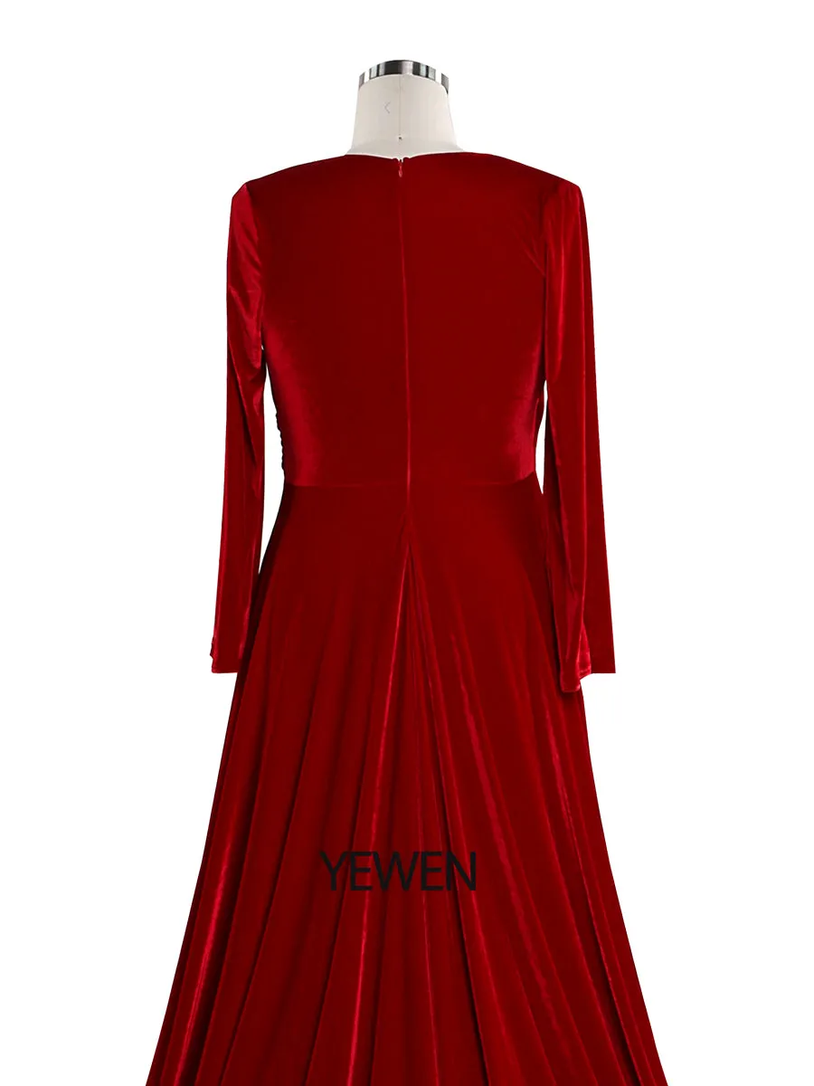 Autumn Woman Plus Size Boho Velvet Gown Long Sleeves Magical Dress for Special Moments Maternity Photo Shoots Gowns YW220918