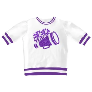 Azarhia Game Day Holly Short Sleeve Sequin Megaphone Tee - Purple