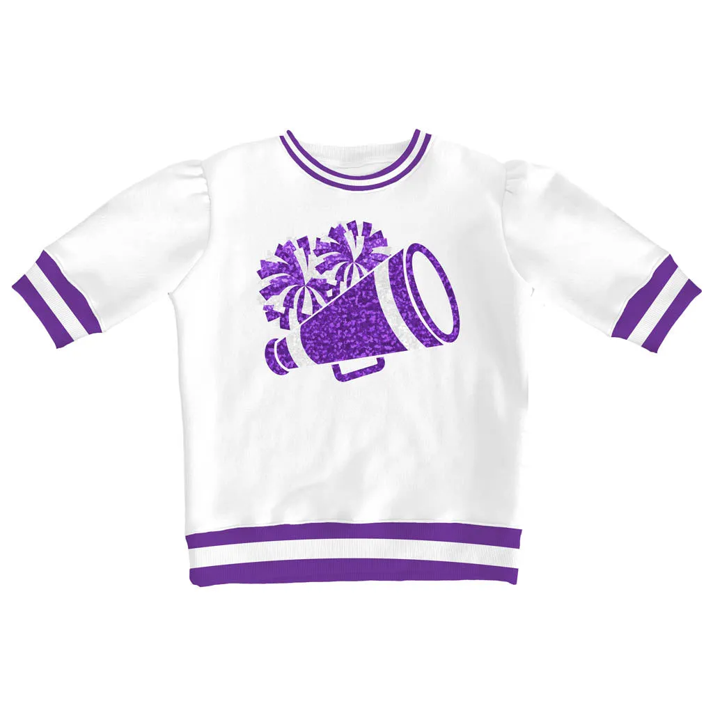 Azarhia Game Day Holly Short Sleeve Sequin Megaphone Tee - Purple