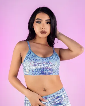 Baby Blue Cosmic Sequin Velvet Tank Top