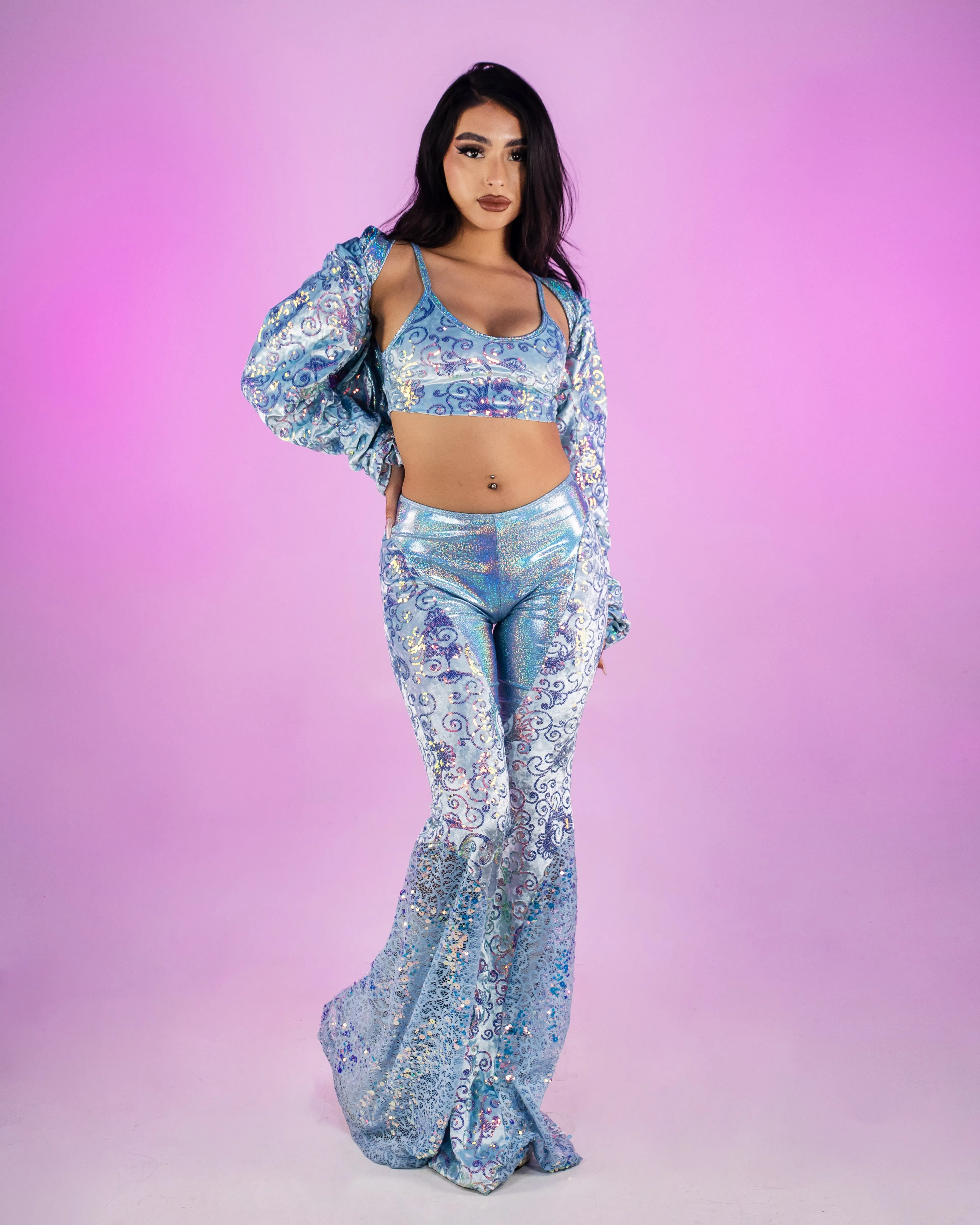 Baby Blue Cosmic Sequin Velvet Tank Top
