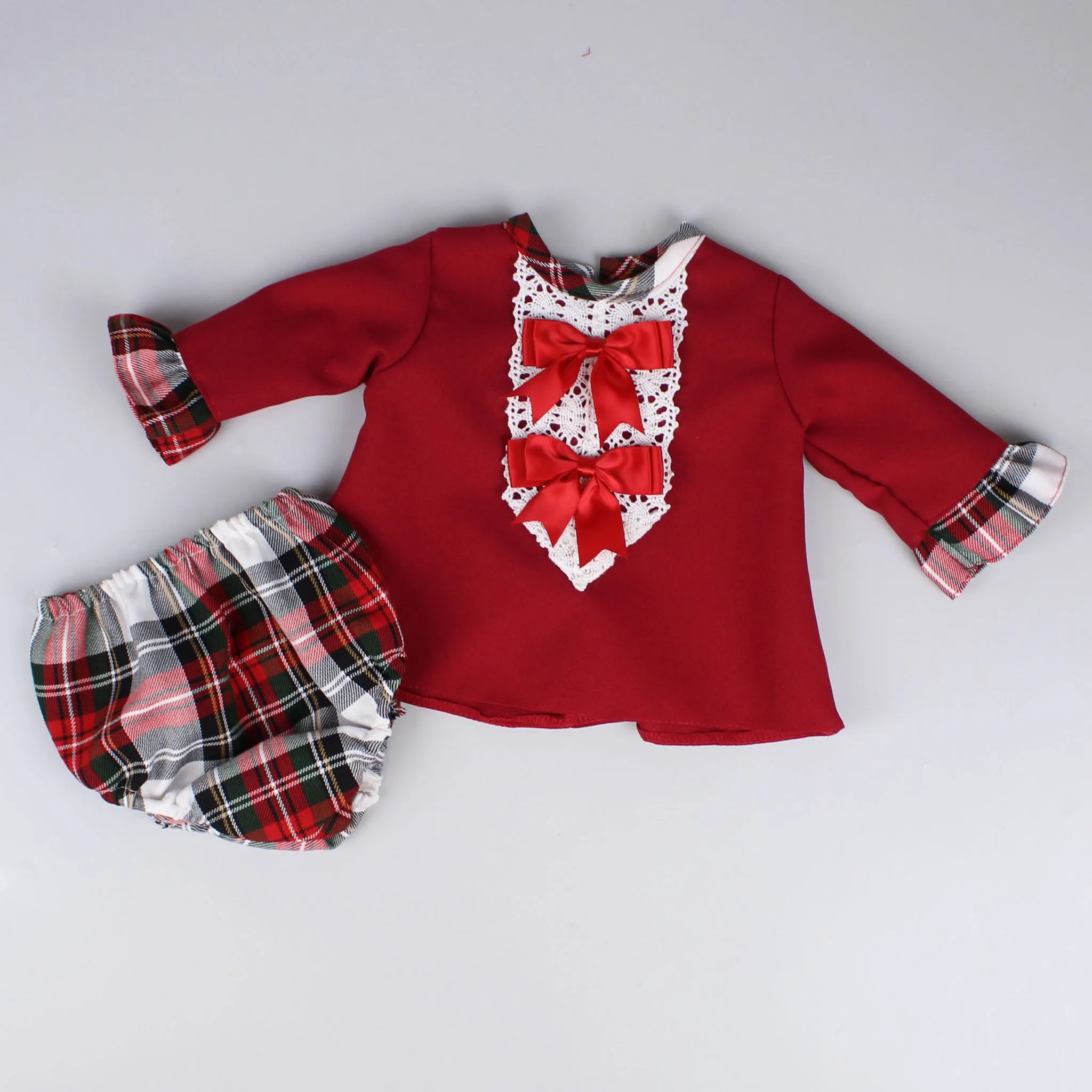 Baby Girl Dress and knickers Outfit - Red / White Tartan