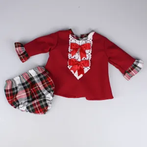 Baby Girl Dress and knickers Outfit - Red / White Tartan