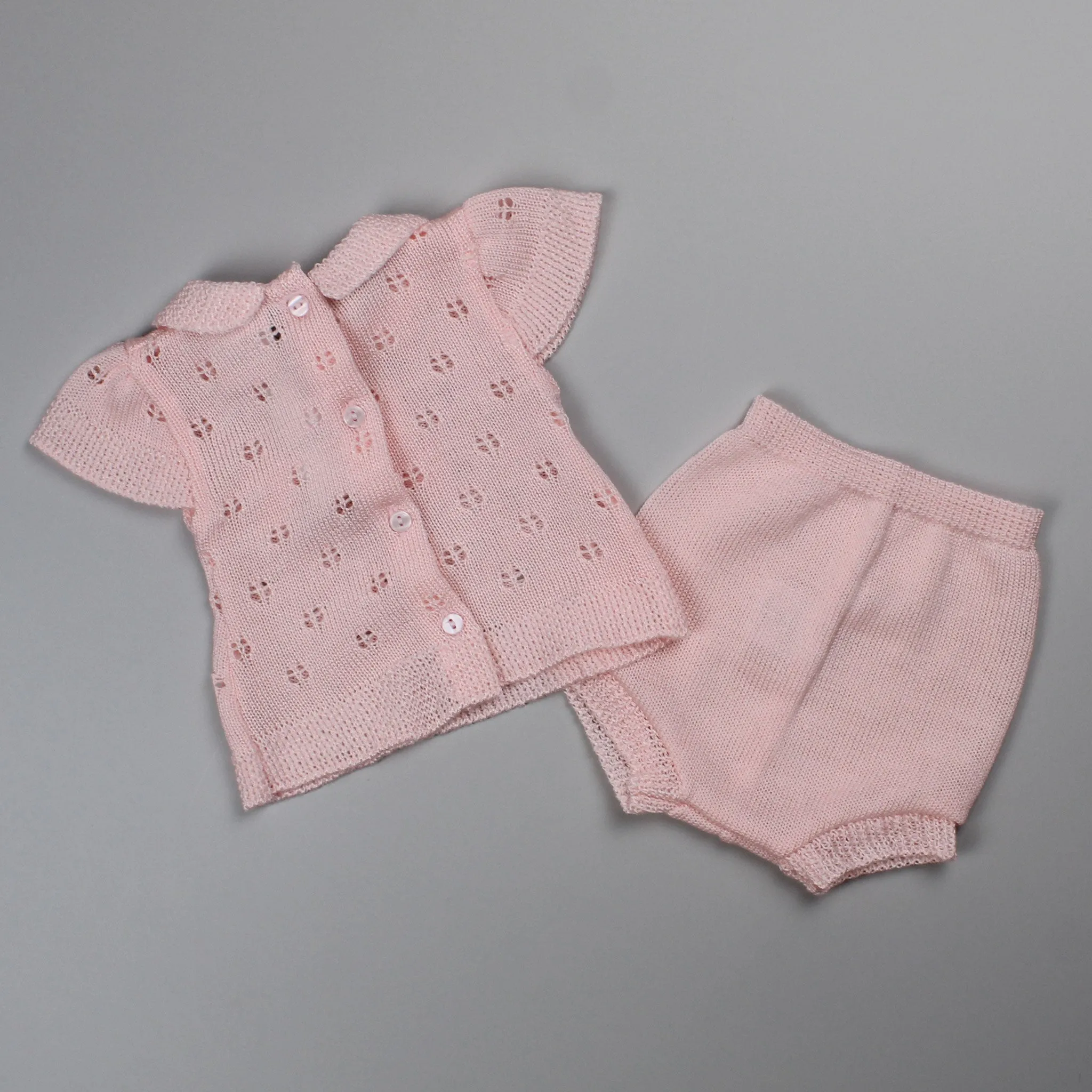 Baby Girl Knitted Outfit - Knitted Top and Jam Pants - Pink