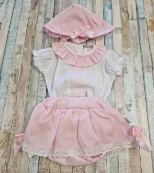 Baby Girls Pink And White 3 Piece Set