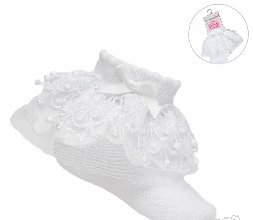 Baby Girls White Bell Lace frilly Socks