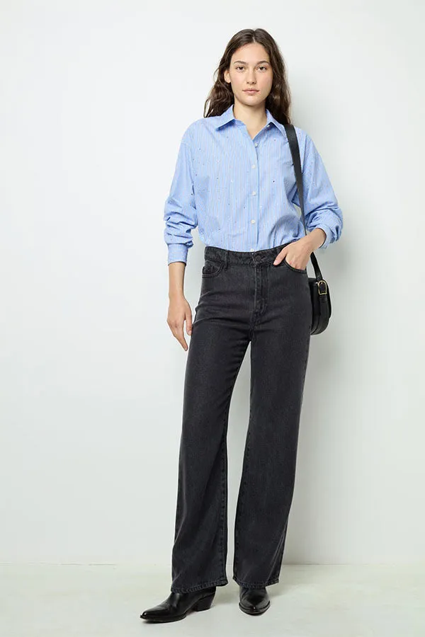 BALLIE STRIPED RHINESTONE SHIRT